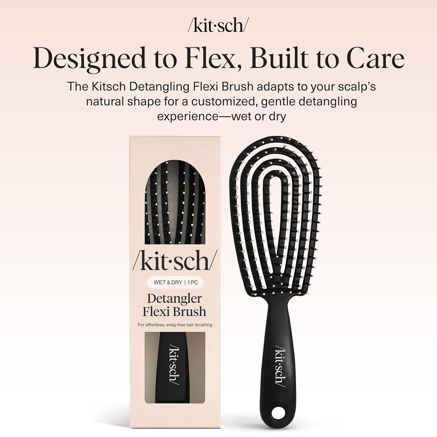 Kitsch Flexi Flow Kids Detangler – Gentle Bendable Brush for Post-Bath Tangle-Free Hair