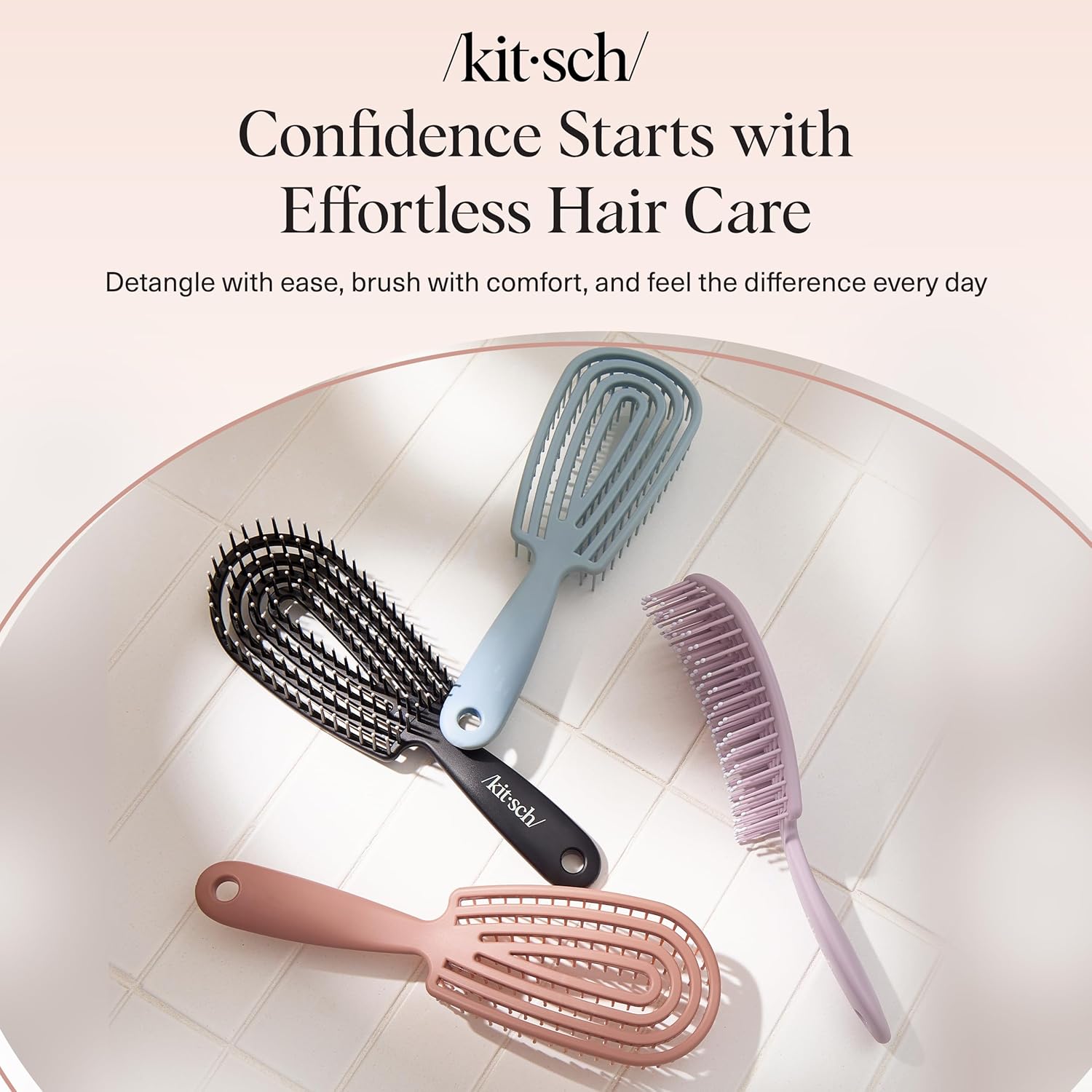 Kitsch Flexi Flow Kids Detangler – Gentle Bendable Brush for Post-Bath Tangle-Free Hair