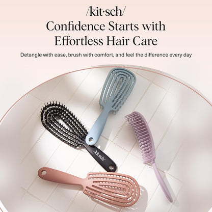 Kitsch Flexi Flow Kids Detangler – Gentle Bendable Brush for Post-Bath Tangle-Free Hair
