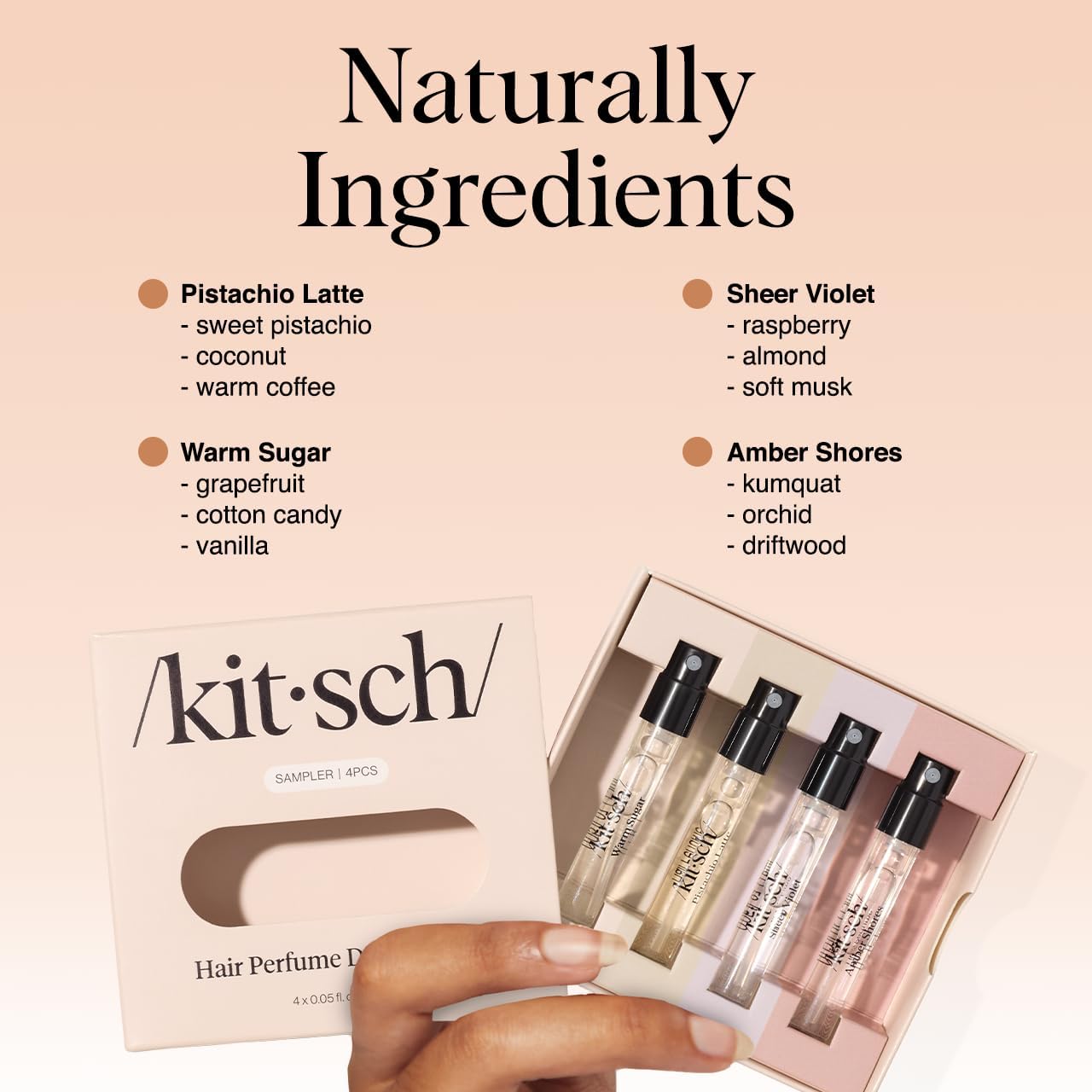 Kitsch Hair Perfume Discovery Set – Capsule Fragrance Wardrobe, 4 Simple Everyday Mists