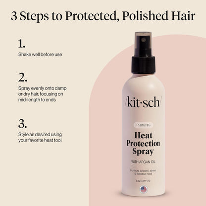 Kitsch Heat Protection Spray with Argan Oil – Premium Styling Mist for Salon-Quality Shine, 6.8oz