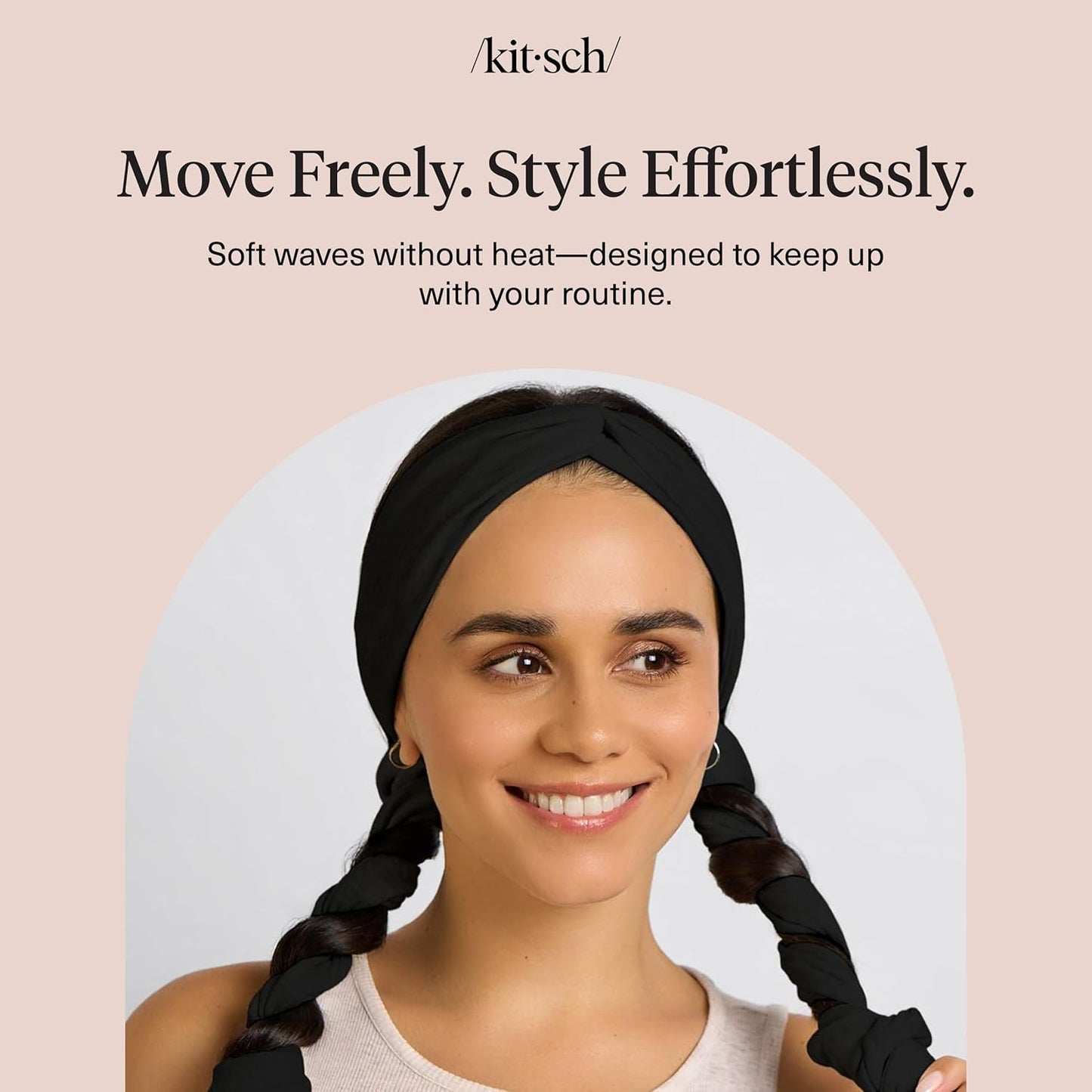 Kitsch Heatless Curler Headband – Calming Nightly Hair Treatment for Wellness Routines, Soft Stretchy Fabric