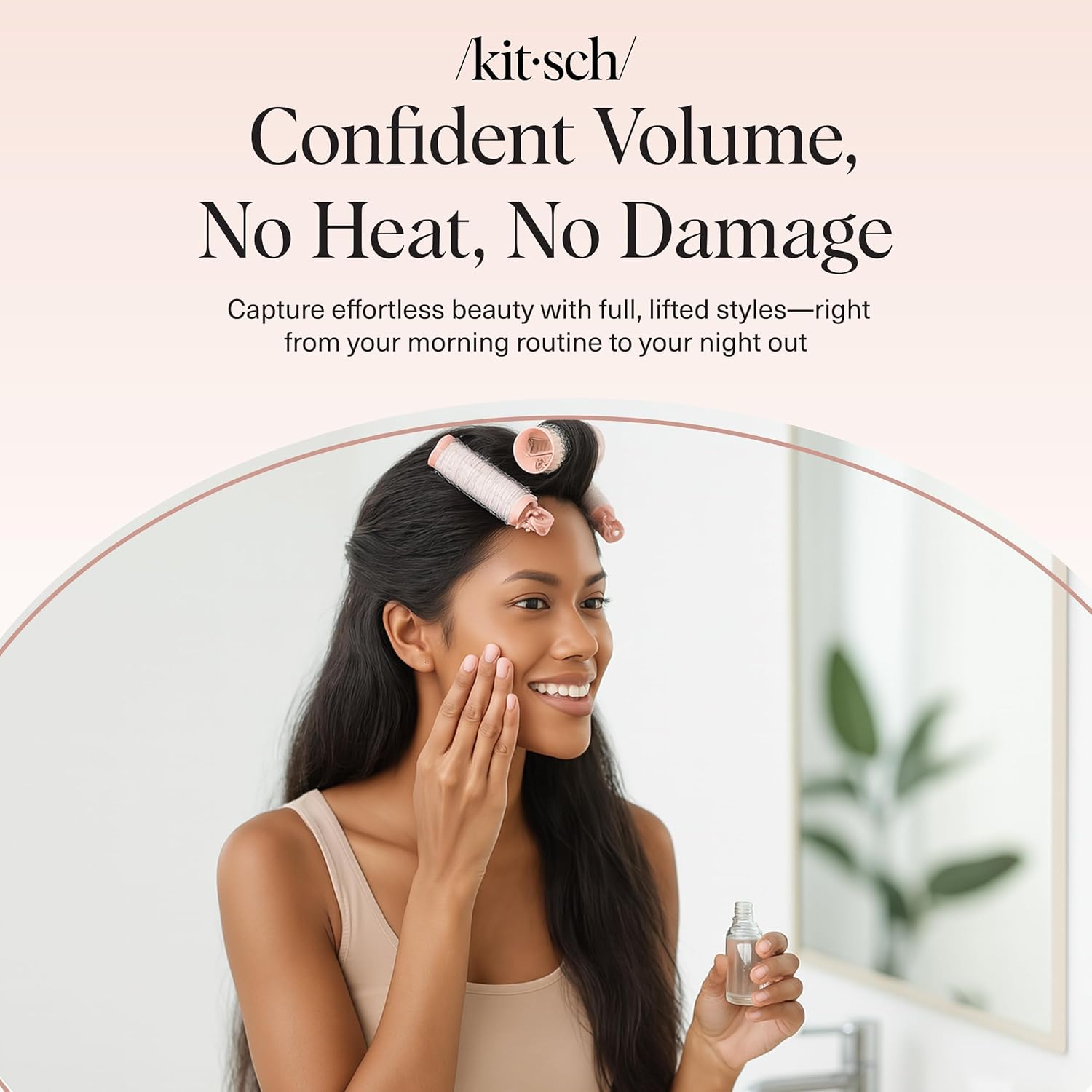 Kitsch Heatless Volumizing Rollers – Understated 2-Piece Set for a Clutter-Free Vanity, Neutral Terracotta Finish