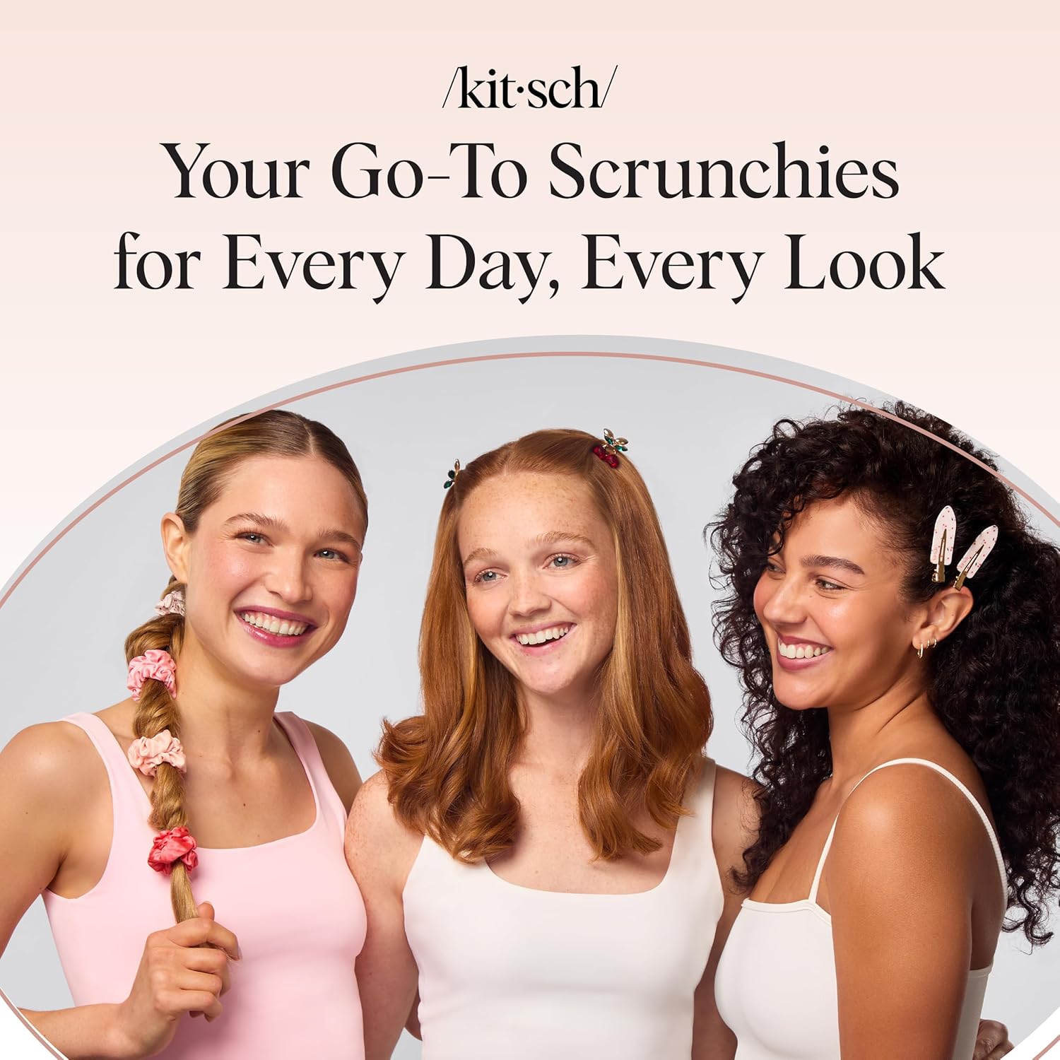 Kitsch Kids Satin Scrunchies – Parent-Approved No-Crease Hair Ties for Daughters with Thick Curly Hair