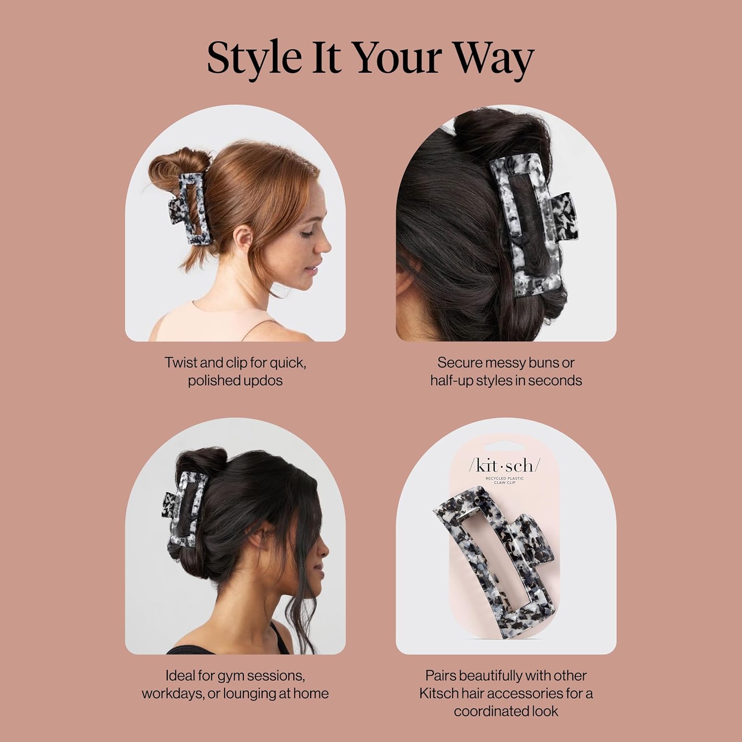 Kitsch Kitty Face Hair Clip – Cute Valentine's Day Gift for Her, Non-Slip Jumbo Claw Clip for Everyday Styling