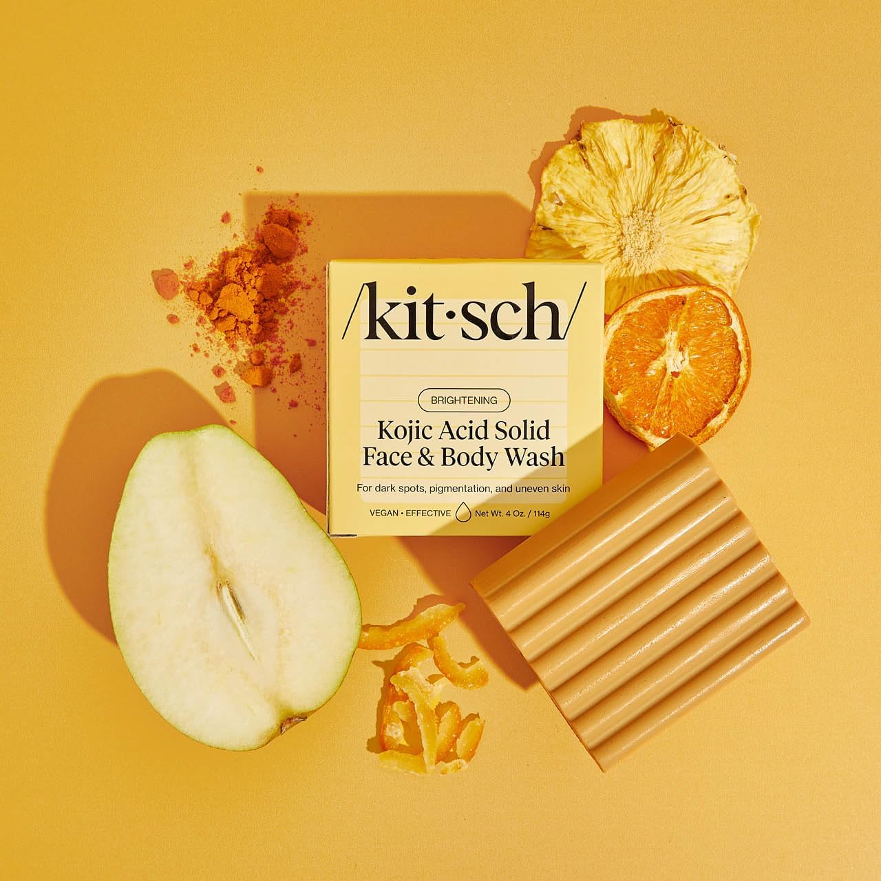 Kitsch Kojic Acid Soap – Single Bar to Replace Two Bottles, Clean Brightening Face & Body Wash