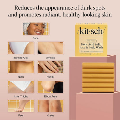 Kitsch Kojic Acid Soap – Single Bar to Replace Two Bottles, Clean Brightening Face & Body Wash