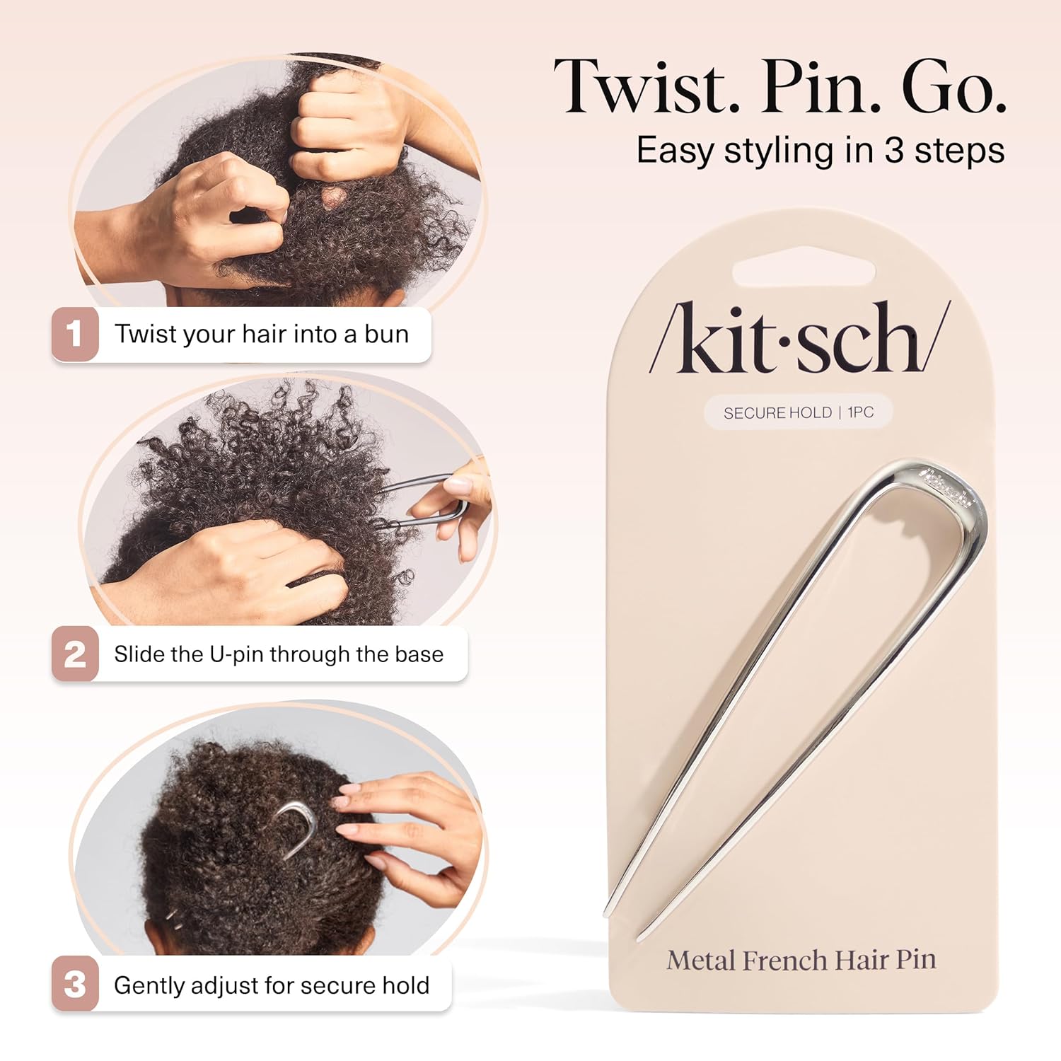 Kitsch Metal French Hair Pin for Women - Sleek Everyday Hair Accessory for Simple Buns and Twists