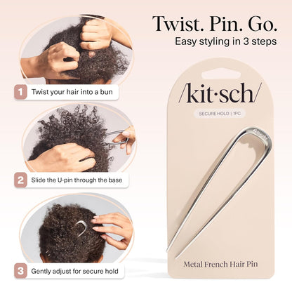 Kitsch Metal French Hair Pin for Women - Sleek Everyday Hair Accessory for Simple Buns and Twists