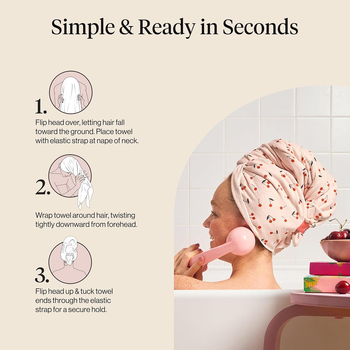 Kitsch Microfiber Hair Drying Wrap – Cute Mother's Day Gift for Her, Soft Anti-Frizz Towel for Curly Hair