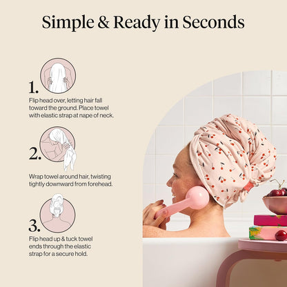Kitsch Microfiber Hair Drying Wrap – Cute Mother's Day Gift for Her, Soft Anti-Frizz Towel for Curly Hair
