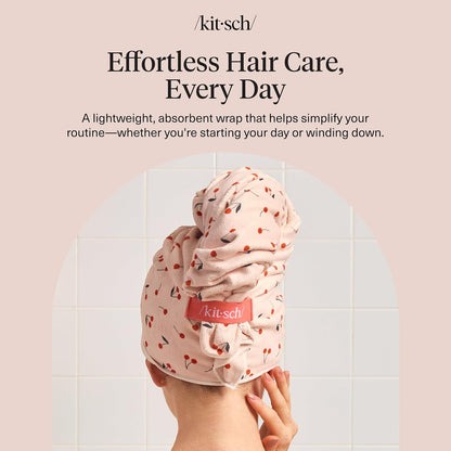 Kitsch Microfiber Hair Drying Wrap – Cute Mother's Day Gift for Her, Soft Anti-Frizz Towel for Curly Hair