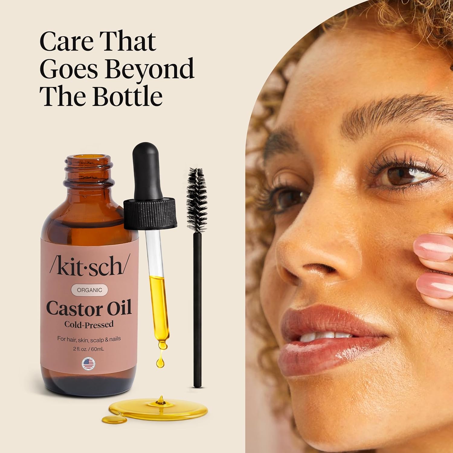 Kitsch Organic Castor Oil – Hexane Free and Plastic Free Beauty Oil for Health Conscious Clean Routines