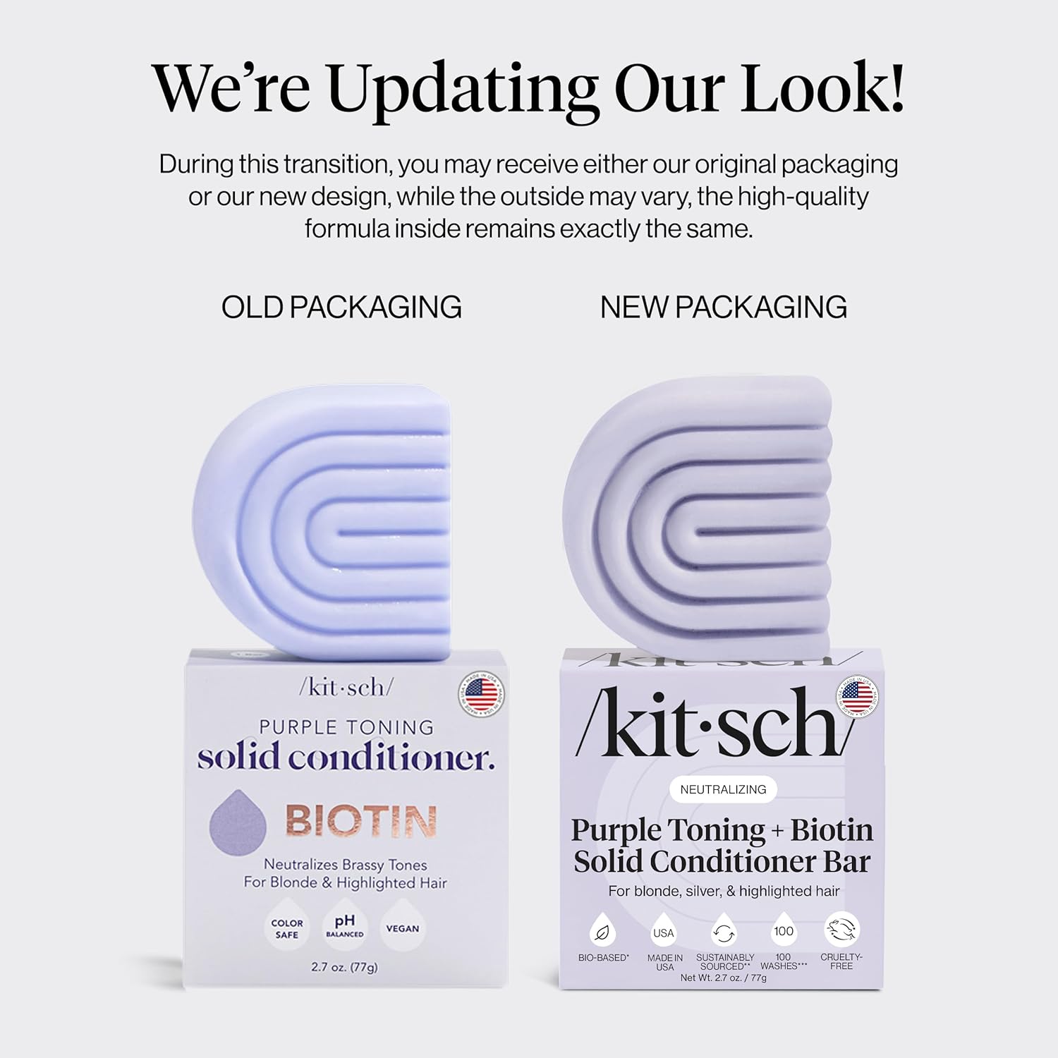 Kitsch Purple Toning Conditioner Bar – Thoughtful Birthday Gift for Blonde Friends, Biotin Hair Care Set