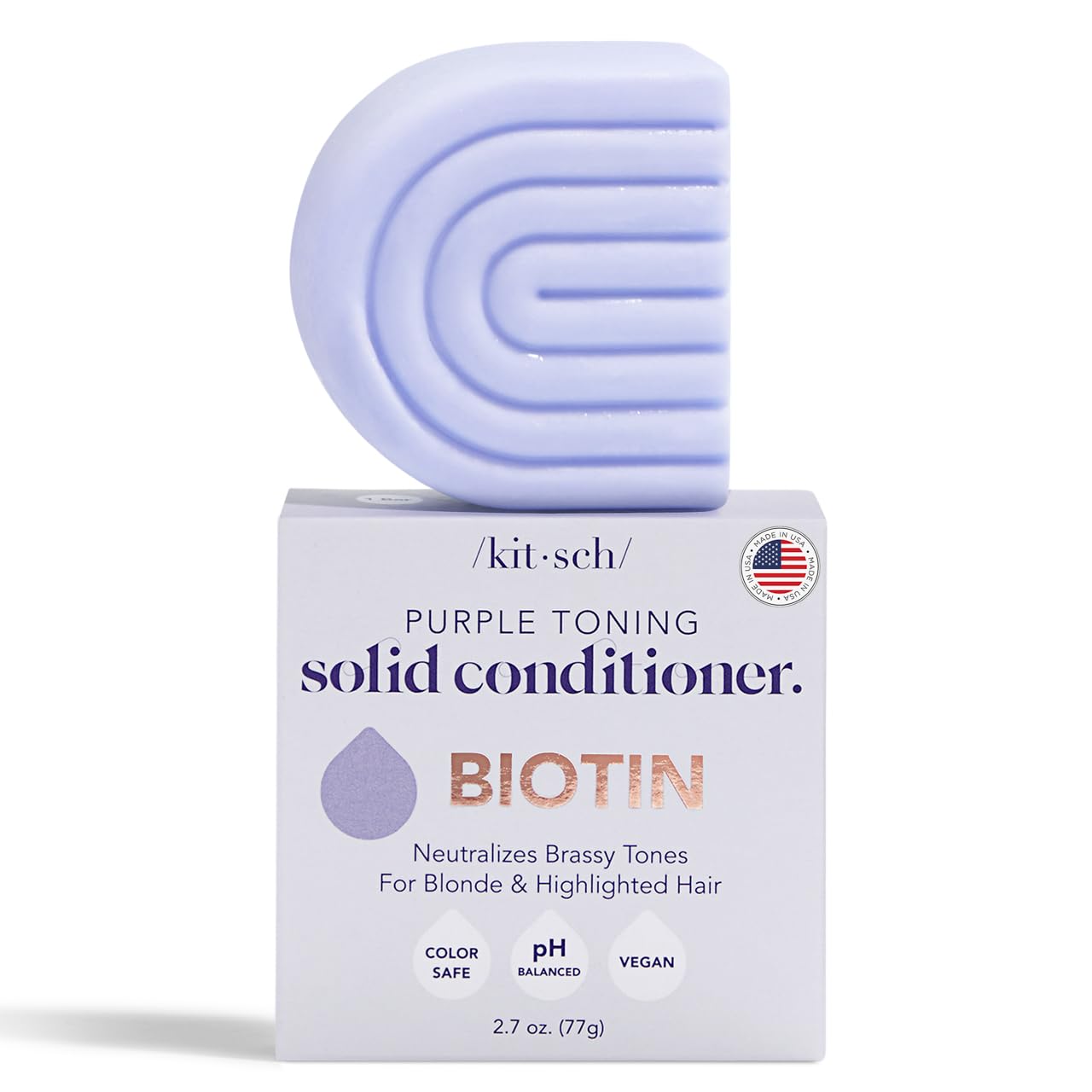 Kitsch Purple Toning Conditioner Bar – Thoughtful Birthday Gift for Blonde Friends, Biotin Hair Care Set