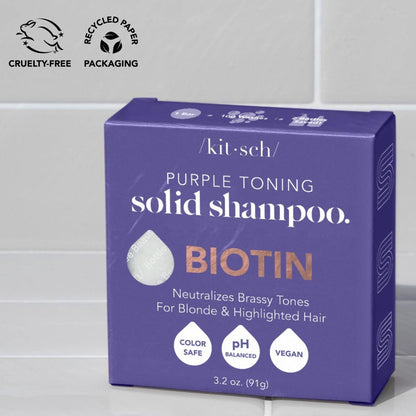 Kitsch Purple Toning Shampoo Bar – Leak-Free Blonde Care for Camping and Weekend Getaways, TSA-Friendly Solid