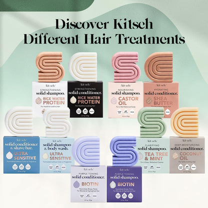 Kitsch Rosemary & Biotin Shampoo and Conditioner Bar Set – Restorative Hair Care Ritual, Spa-Inspired Volume Boost