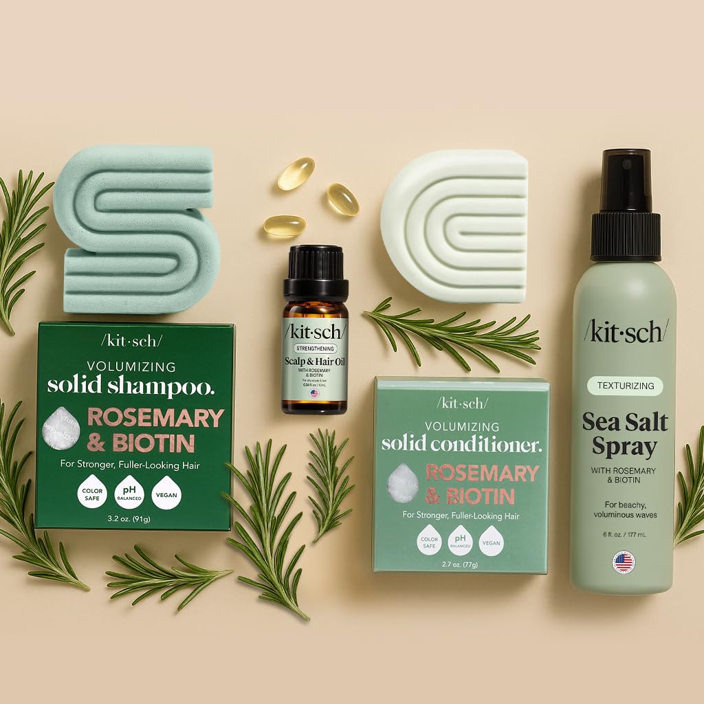 Kitsch Rosemary & Biotin Shampoo Bar – Thoughtful Birthday Gift for Her, Plastic-Free Hair Growth Duo