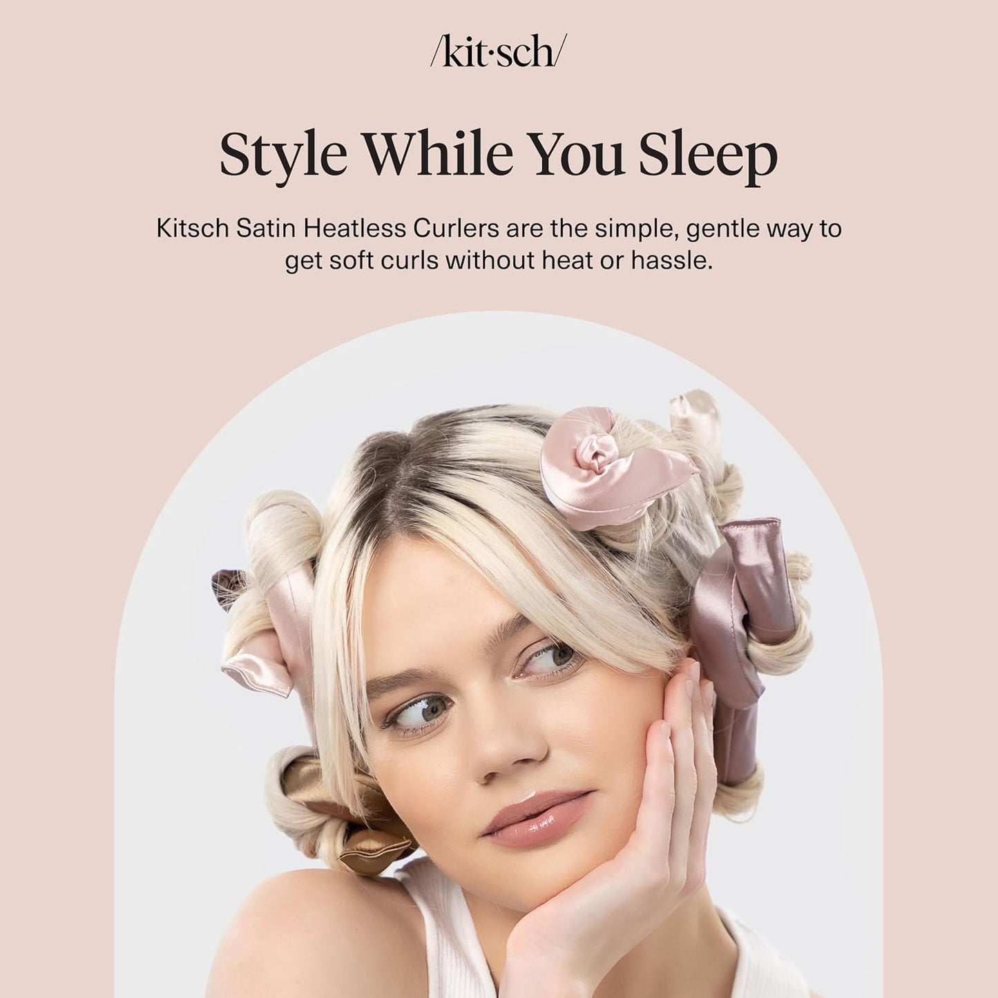 Kitsch Satin Heatless Curlers – No Heat Styling for Worry-Free Sleep, Overnight Curl Solution