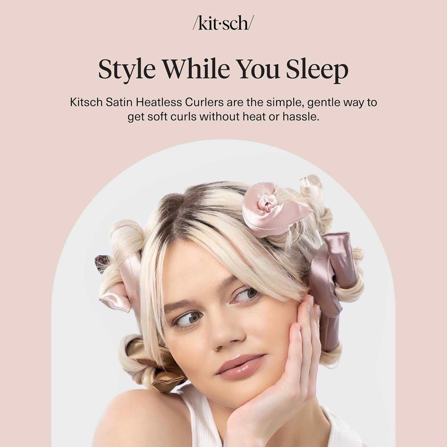 Kitsch Satin Heatless Curlers – No Heat Styling for Worry-Free Sleep, Overnight Curl Solution