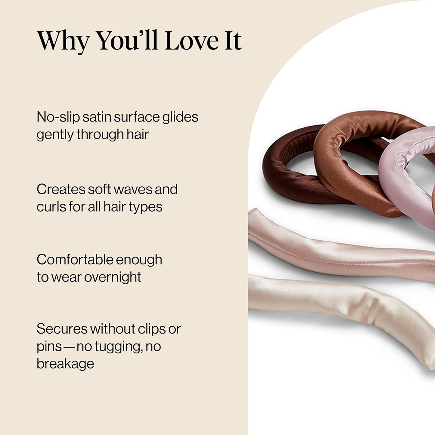 Kitsch Satin Heatless Curlers – No Heat Styling for Worry-Free Sleep, Overnight Curl Solution