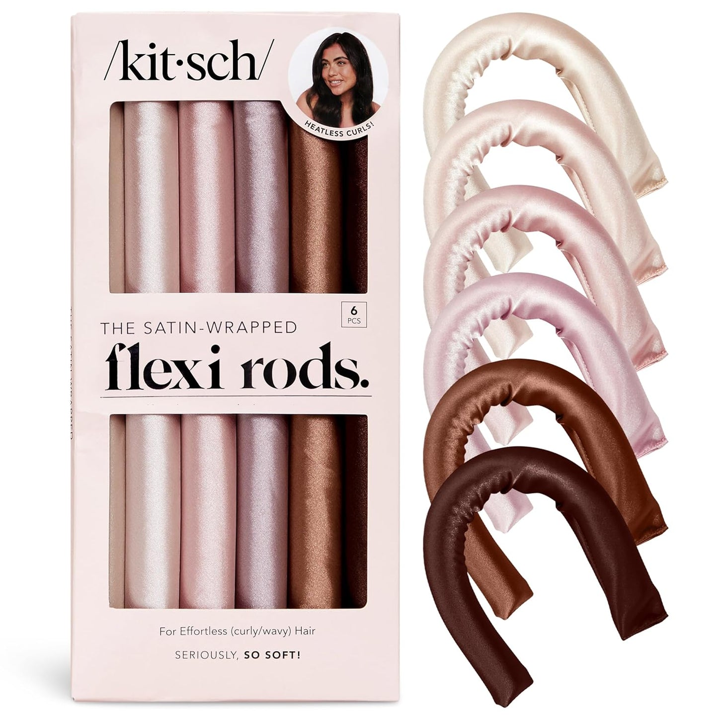 Kitsch Satin Heatless Curlers – No Heat Styling for Worry-Free Sleep, Overnight Curl Solution