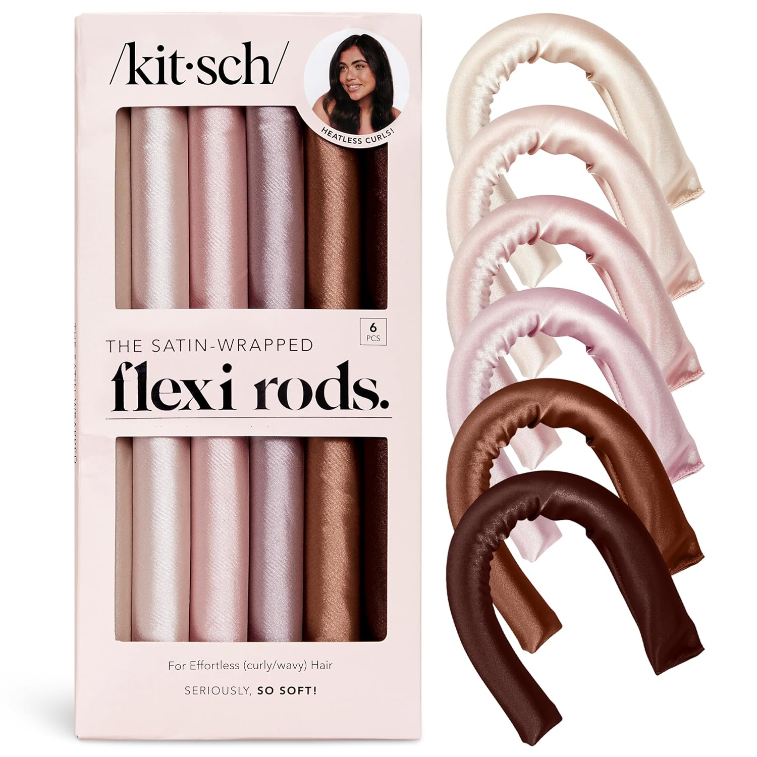 Kitsch Satin Heatless Curlers – No Heat Styling for Worry-Free Sleep, Overnight Curl Solution