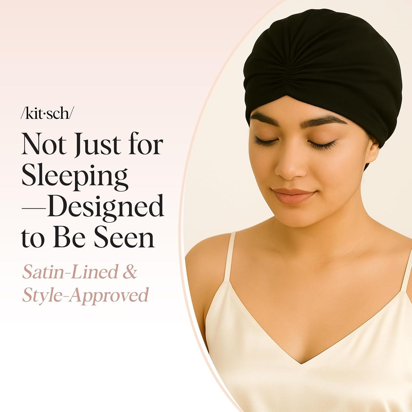 Kitsch Satin Lined Beanie – Premium Haircare Accessory for Women, Elevated Sleep Bonnet for Curly Hair