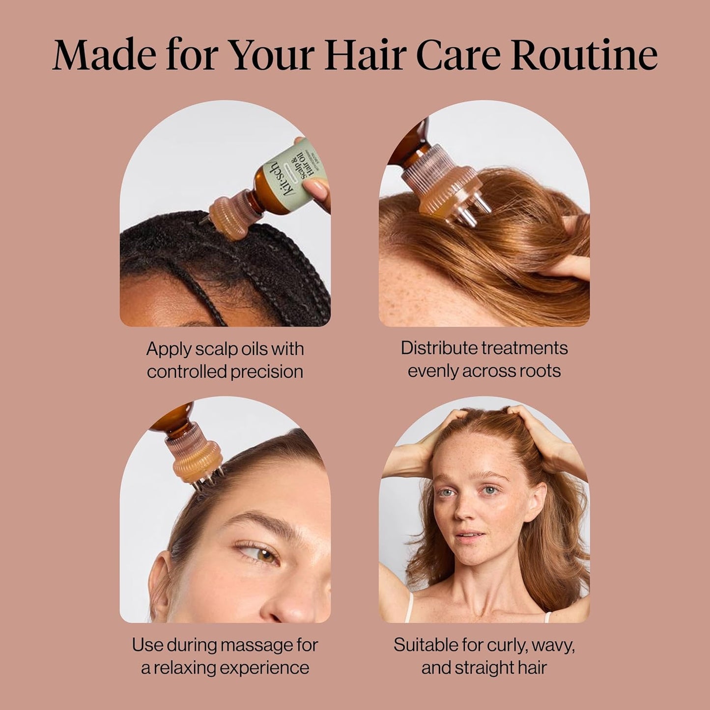 Kitsch Scalp & Hair Oil Applicator – Clean-Design Hair Oil Tool for Uncluttered Bathroom Counters, Single-Step Oil Application for Intentional Living