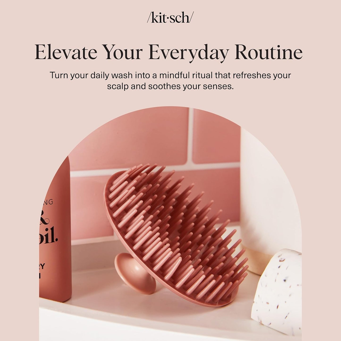Kitsch Scalp Massager – Neutral Countertop Hair Tool for Clean Aesthetic Bath Spaces, Terracotta