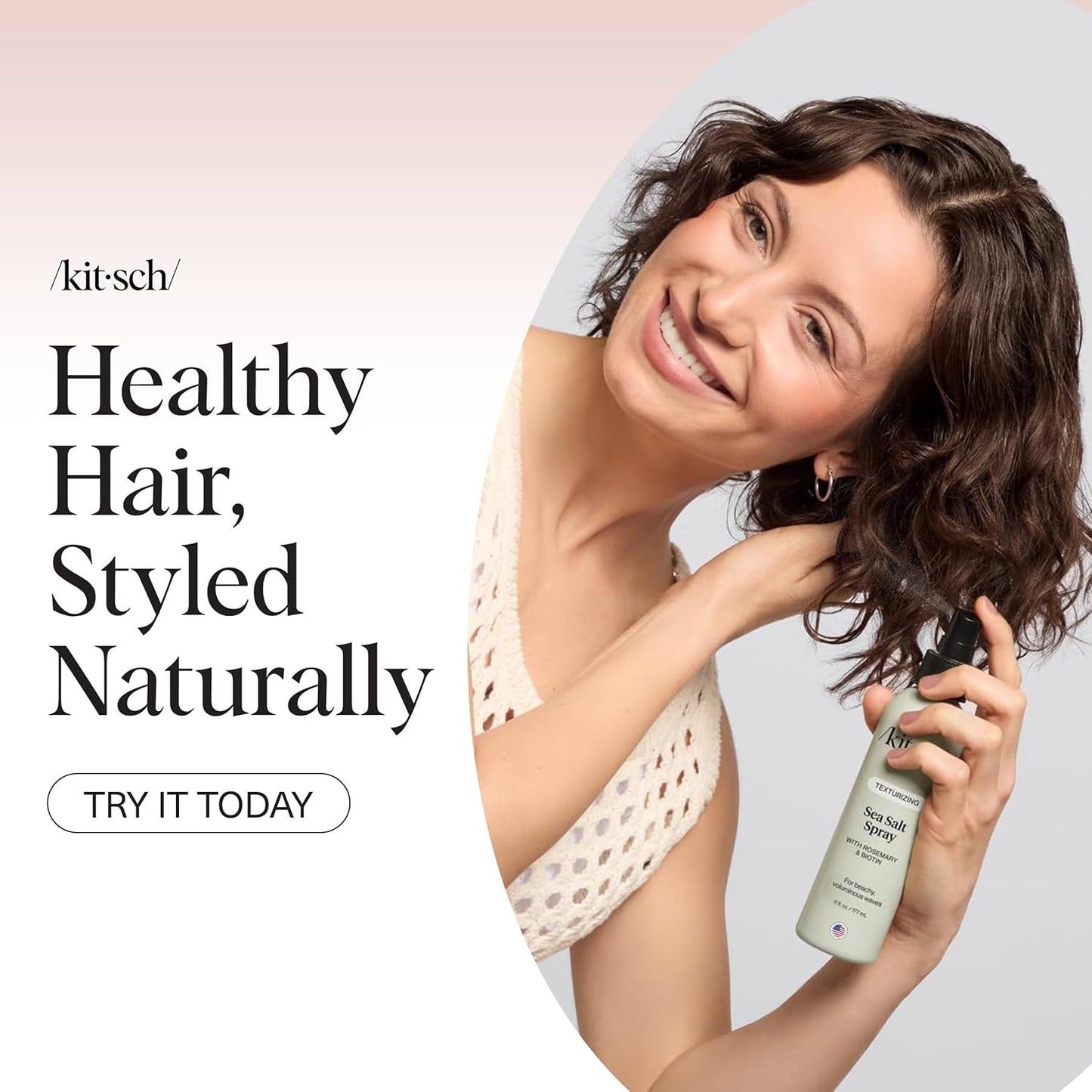 Kitsch Sea Salt Hair Spray – Beach Trip Essential, Humidity-Resistant Wave Mist for Poolside Lounging