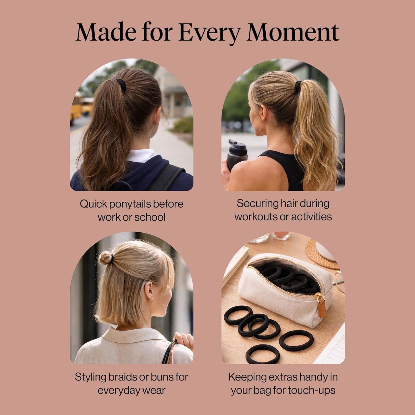 Kitsch Seamless Hair Ties - Gentle Hair Bands for a Calming Nightly Skincare and Self-Care Ritual
