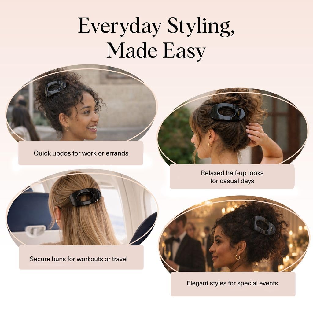 Kitsch Small Flat Claw Clip – Understated Hair Accessory for Capsule Wardrobes, Clean Everyday Styling