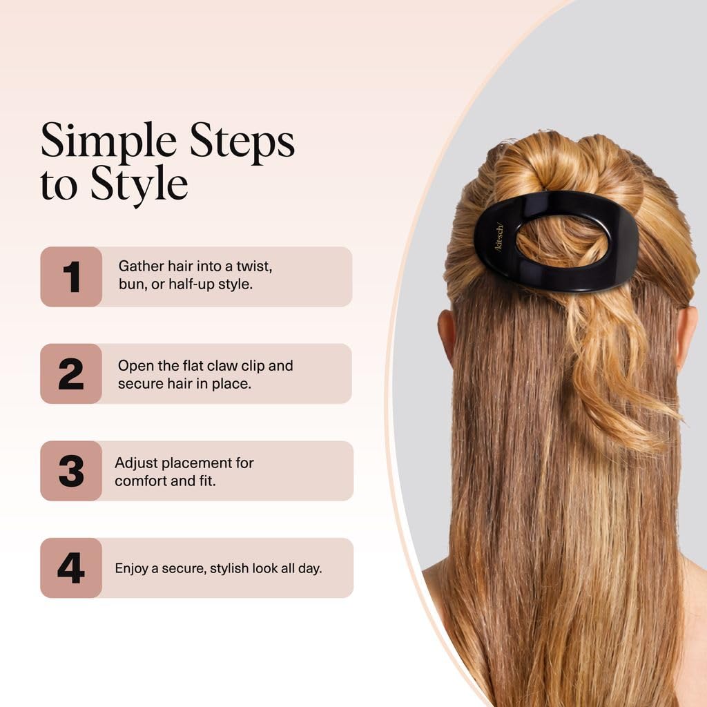 Kitsch Small Flat Claw Clip – Understated Hair Accessory for Capsule Wardrobes, Clean Everyday Styling