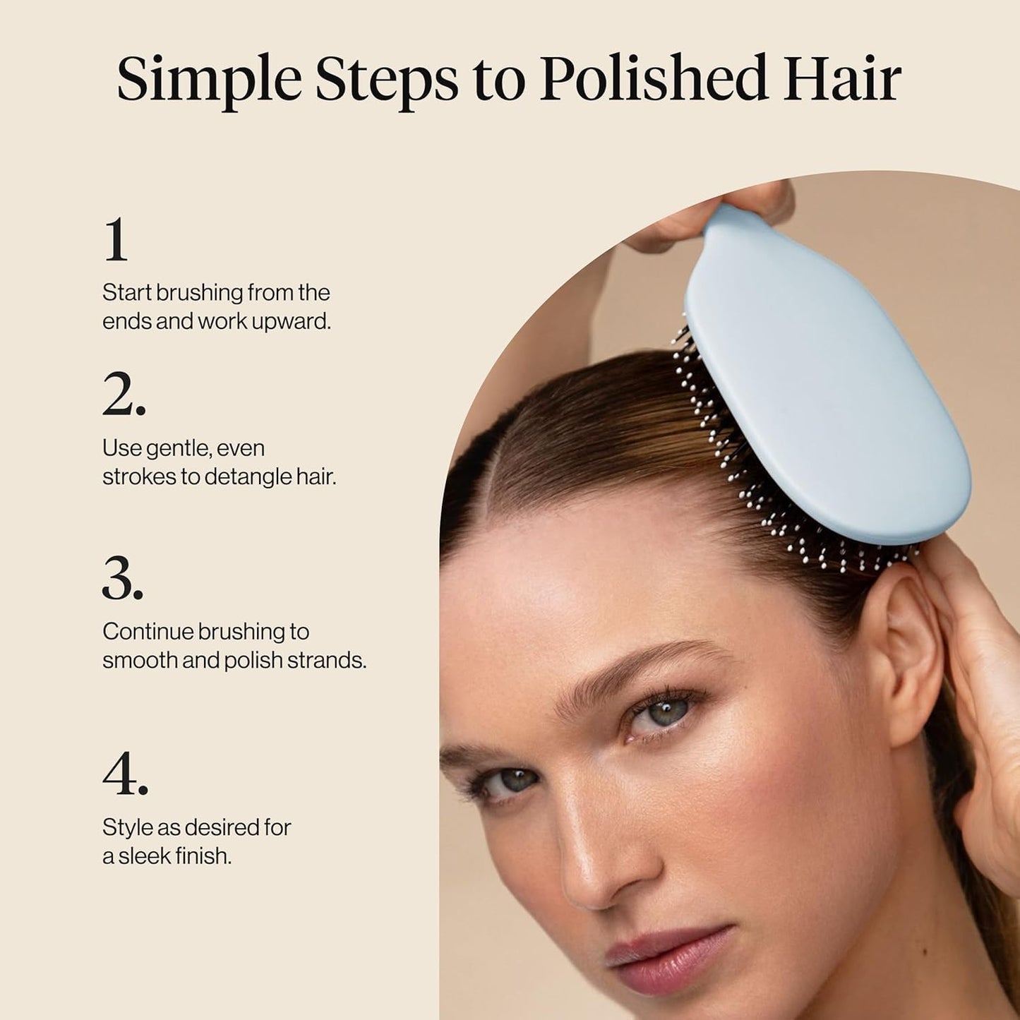 Kitsch Smooth & Polish Brush – Premium Handcrafted Detangler in Haze Blue, Elegant Vanity Accessory