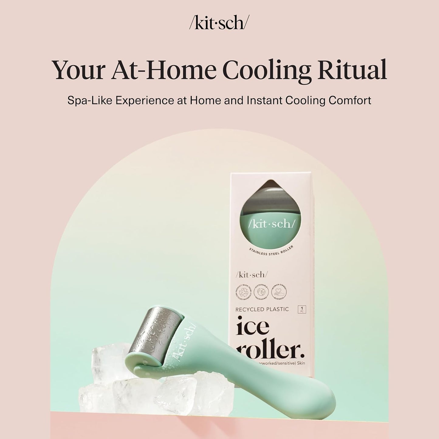 Kitsch Stainless Steel Ice Roller – Premium Facial Roller with Elegant Hand-Crafted Feel for Elevated Home Spa Routines