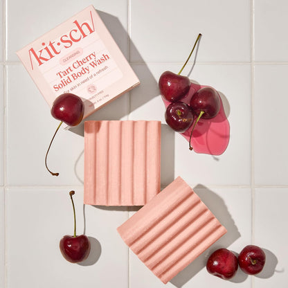 Kitsch Tart Cherry Soap Bar – Plastic-Free Bathroom Upgrade, Zero-Waste Solid Body Wash in Recyclable Packaging