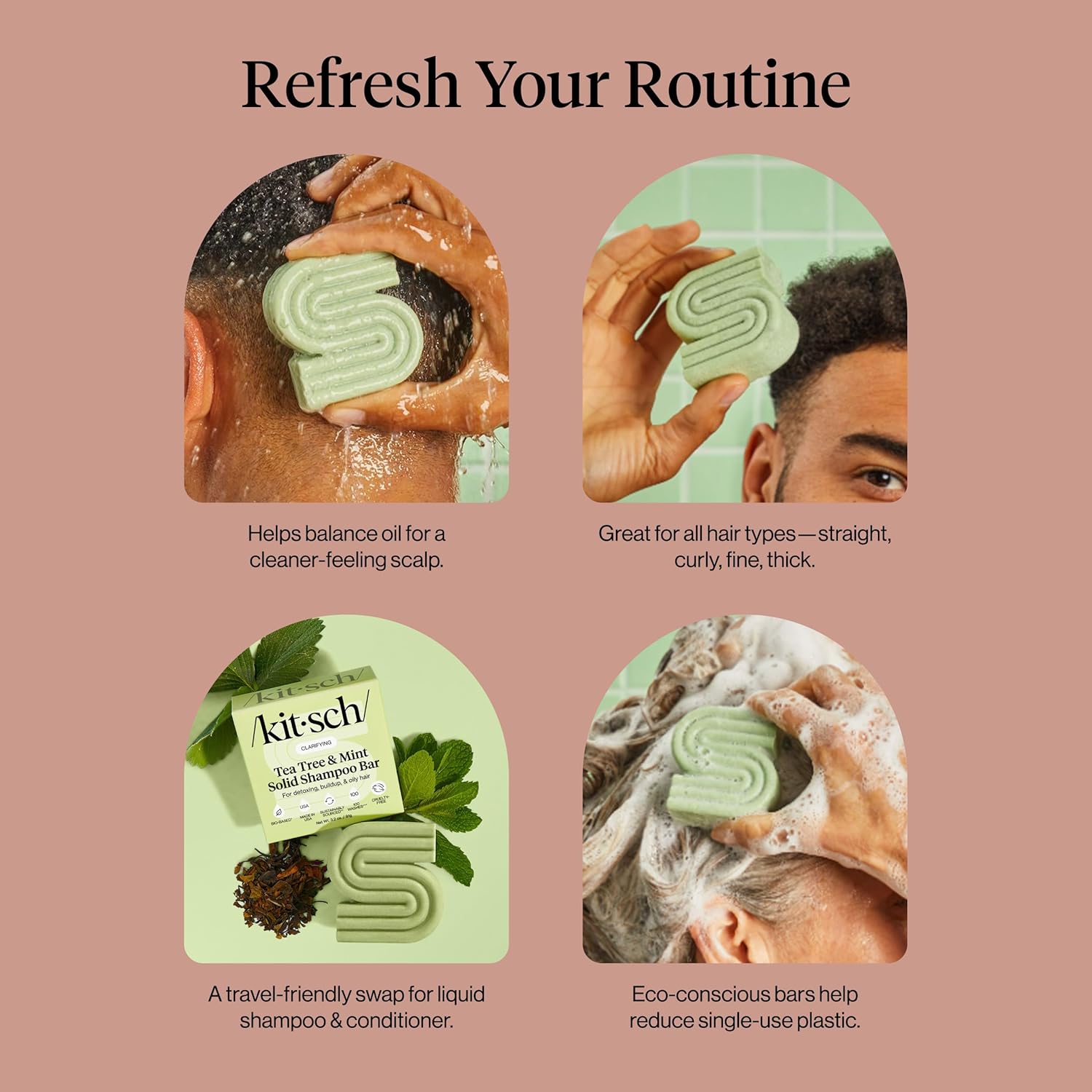 Kitsch Tea Tree Shampoo Bar – TSA-Friendly Travel Companion for Carry-On and Weekend Trips
