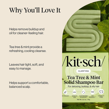 Kitsch Tea Tree Shampoo Bar – TSA-Friendly Travel Companion for Carry-On and Weekend Trips