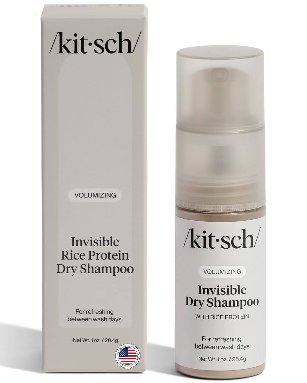Kitsch Volumizing Dry Shampoo Powder – Clutter-Free Vanity Essential, Effortless Oil Absorption in a Sleek 1oz Pump