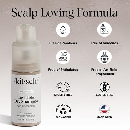 Kitsch Volumizing Dry Shampoo Powder – Clutter-Free Vanity Essential, Effortless Oil Absorption in a Sleek 1oz Pump