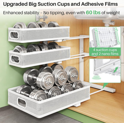 Kitstorack Pull-Out Shelf Organizer — Maximize Cabinet Reach and Eliminate Daily Bending to Reclaim Your Morning Routine