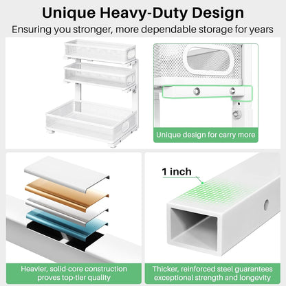 Kitstorack Pull-Out Shelf Organizer — Maximize Cabinet Reach and Eliminate Daily Bending to Reclaim Your Morning Routine
