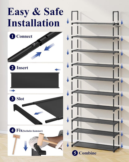 Kitsure Modular Shoe Tower – Designer Walk-In Closet Organizer, Clean Contemporary Look