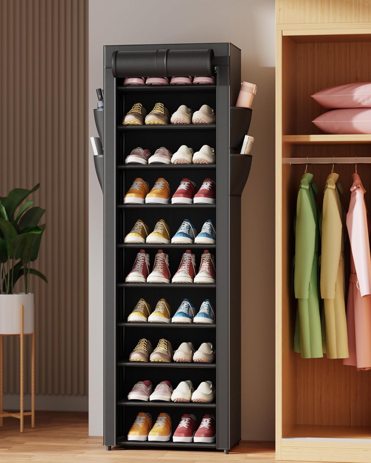 Kitsure Slim Shoe Shelf – Durable Mudroom and Sunroom Storage, Tool-Free Assembly