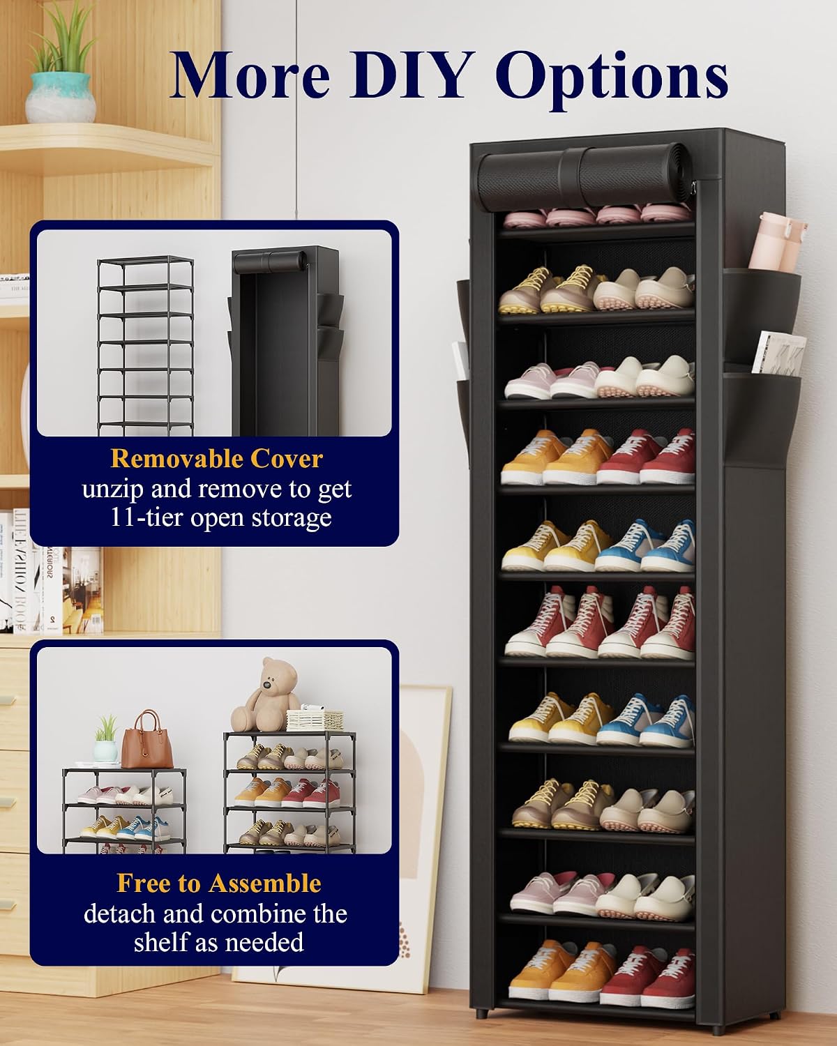 Kitsure Slim Shoe Shelf – Durable Mudroom and Sunroom Storage, Tool-Free Assembly