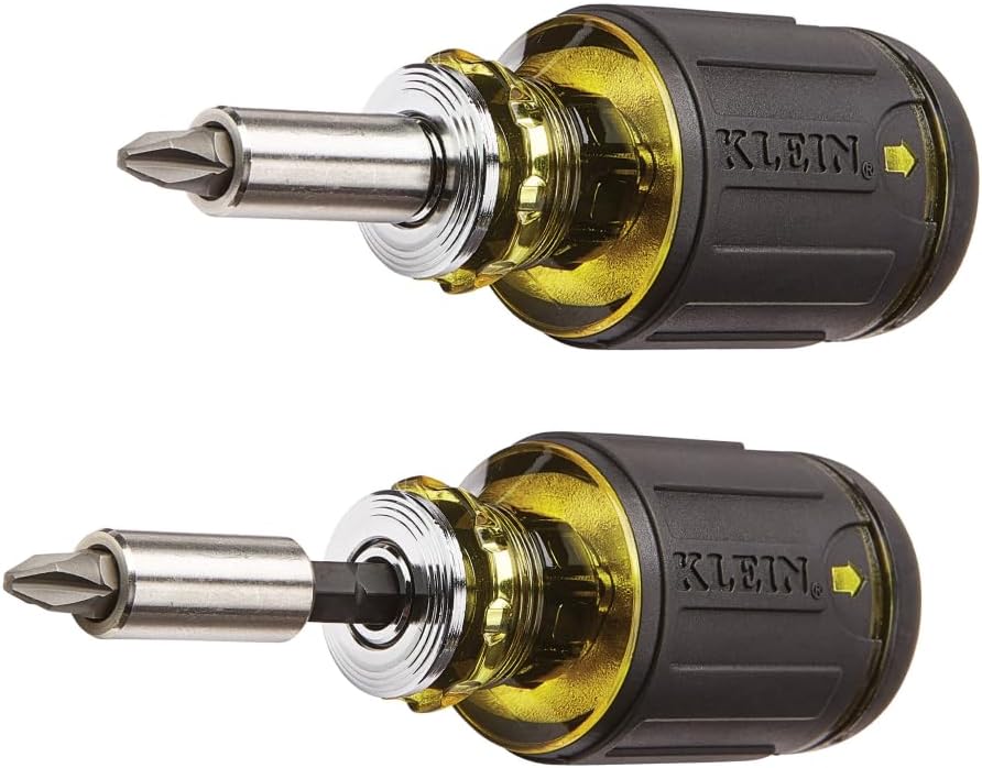 Klein Tools 32308 Stubby Screwdriver – Magnetic Bit Retention Prevents Dropped Hardware in Live Panels