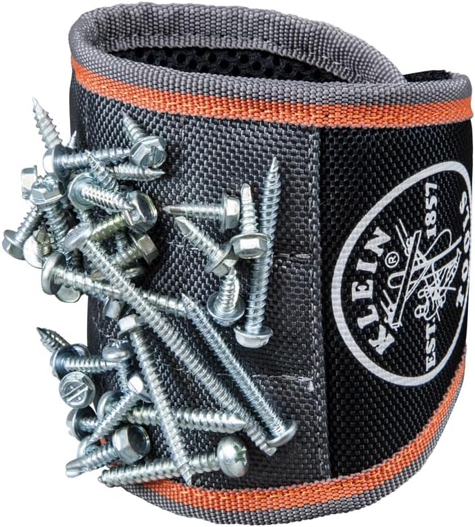 Klein Tools 55895 Magnetic Wristband – Outdoor Deck and Fence Building Helper for DIY Homeowners
