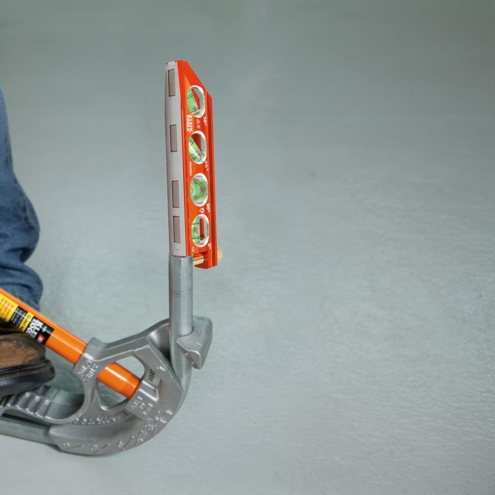 Klein Tools 935AB4V Torpedo Level – Recessed Vials and V-Groove Grip for Stable Pipe Leveling on Ladders