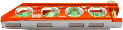 Klein Tools 935AB4V Torpedo Level – Recessed Vials and V-Groove Grip for Stable Pipe Leveling on Ladders